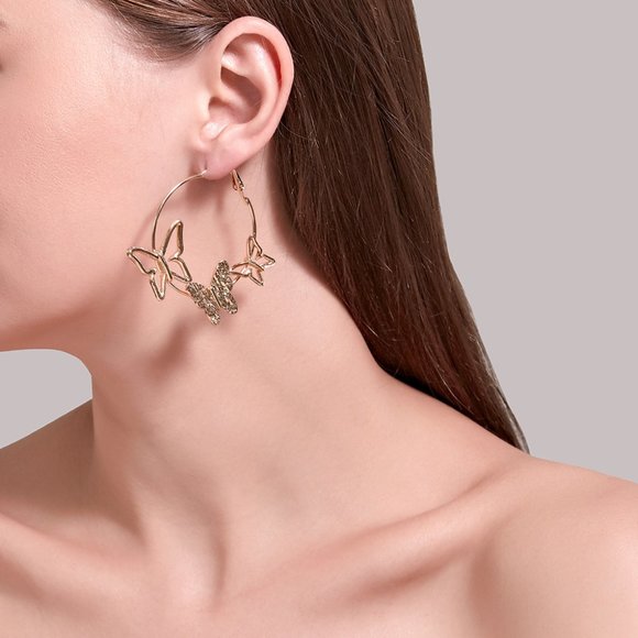 Butterfly Dream Hoop Earrings Hoops - Picture 2 of 8